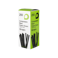 Plastic Compostable Black PLA Bendy Straws (20 x 250) featured image