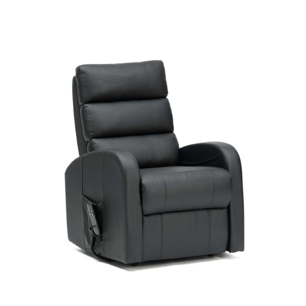 Three Tier Back Single Motor Riser Recliner - Black PU featured image